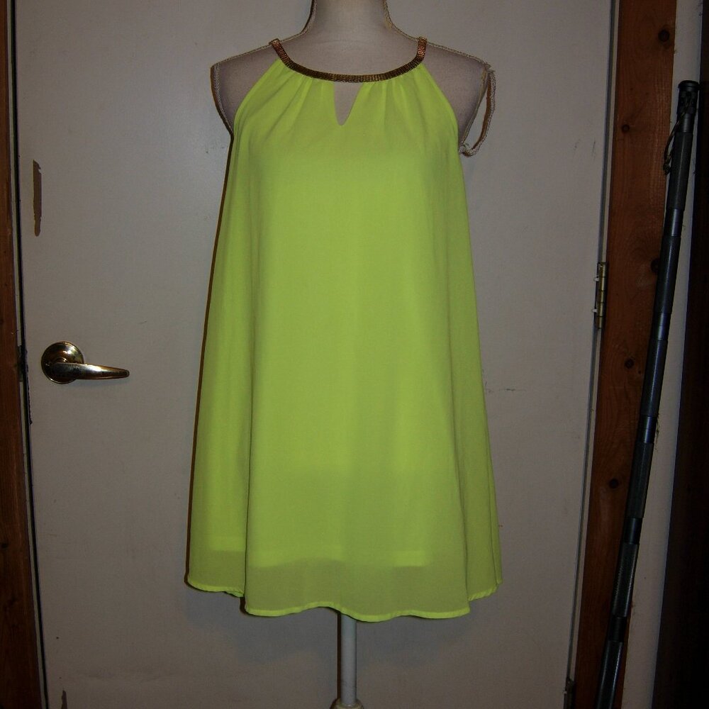 Neon Yellow Flowy Mini Dress S